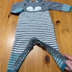Striped Gray and Teal Kids Footie